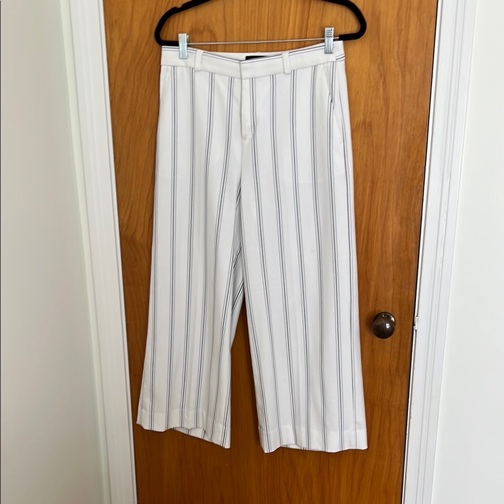 White Striped Wide-Leg Pants